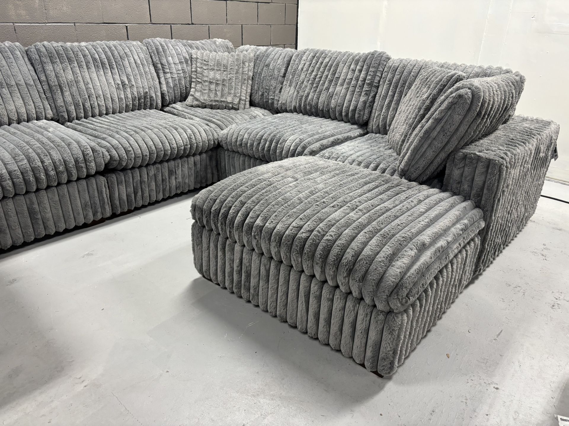 Thomasville Dark Grey Lowell Corduroy 8-piece Modular Sectional