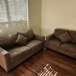 DEEP CLEANED! LIKE NEW! Ashley Furniture Gray Twead Sofa Set