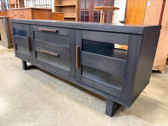 DINEC Contemporary Black 4 Door Media Stand with U-Shaped Legs