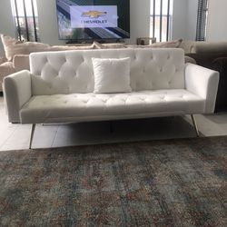 Stunning White Velvet Tufted Sofa Bed - Only $225 with FREE Delivery!