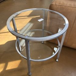 Jordayn 24” Glass Side Table With Shelf 