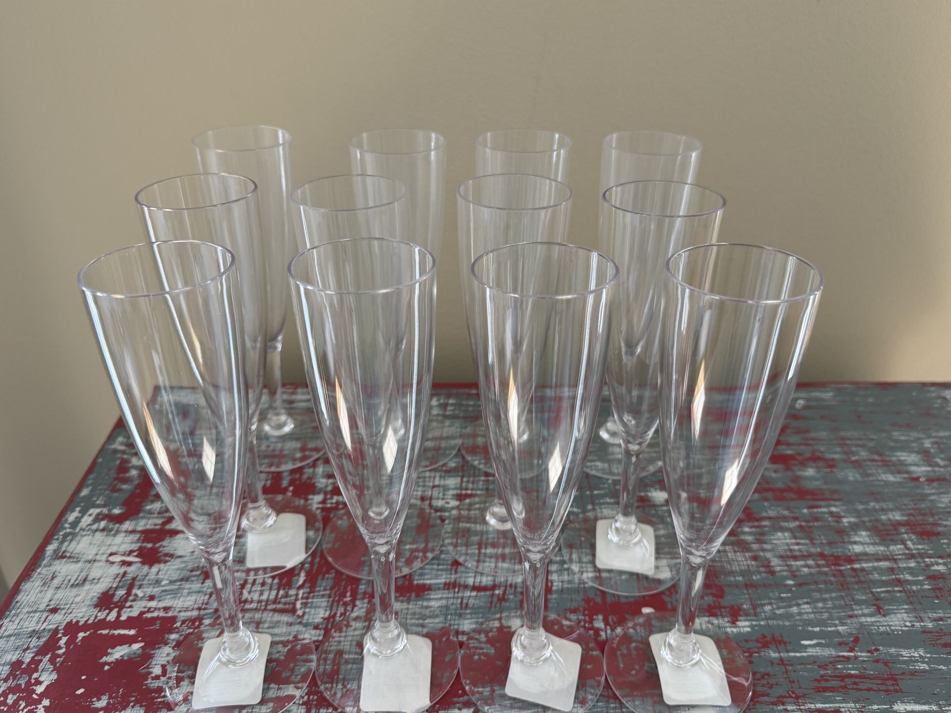 12 Lucite Champagne Glasses