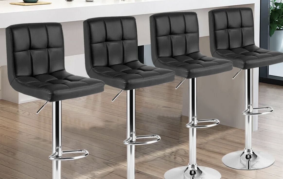 Swivel Upholstered Set Of 6 Adjustable Height Counter Stool with Metal Frame