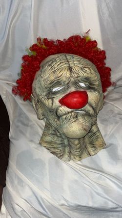 Side Show Creep Scary Clown  Latex Mask with Rainbow Hair $30