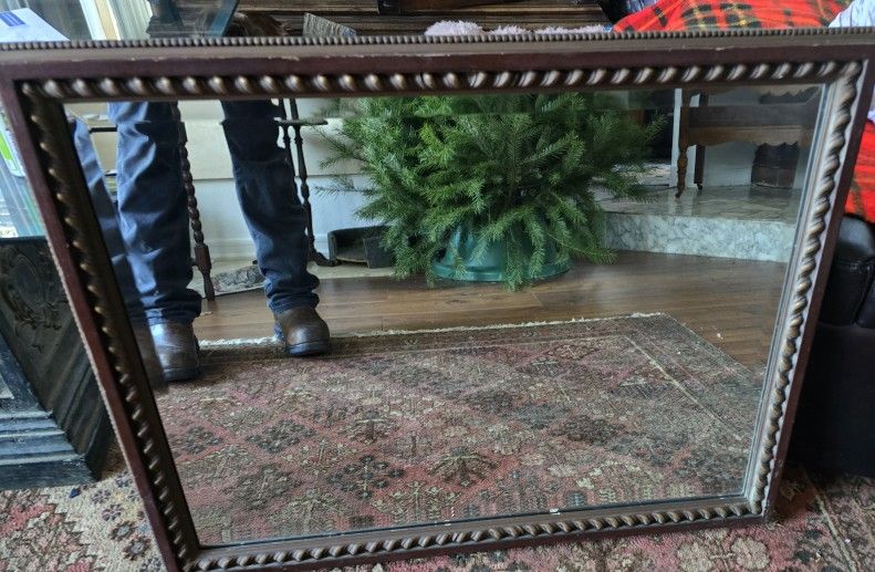 Old Carved Wood Antique Hanging Mirror