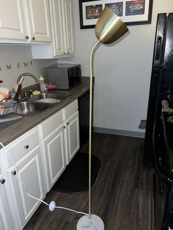 Gold And White Marble Article Floor Lamp