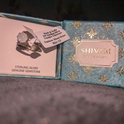 Shivam Rainbow Moon Stone Sterling Ring