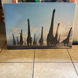 Dinosaur Long Neck Canvas Poster Wall Art 24x16 Inches