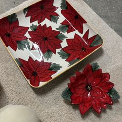 Poinsettia Platter And Bowl