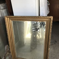 Antique Beveled Mirror In Gold Antique Frame