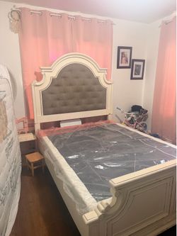 Bobs furniture queen bed frame with box spring
