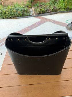 Stylish Black Faux Leather Magazine Holder w Handle - 14”W*7”L*11”H