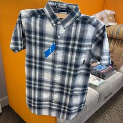 Columbia Mens Size small(S) Short Sleeve Outdoor Shirt Blue Plaid Regular Fit