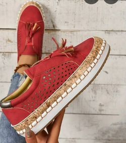 Womens Red slip-on shoes