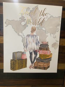 Fashion Travel Wall Art Canvas - "Travel the World" (24x20)