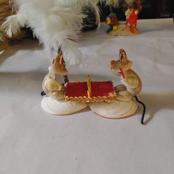 Handmade Mice Playing Table Tennis Scene Made Out Of Seashells