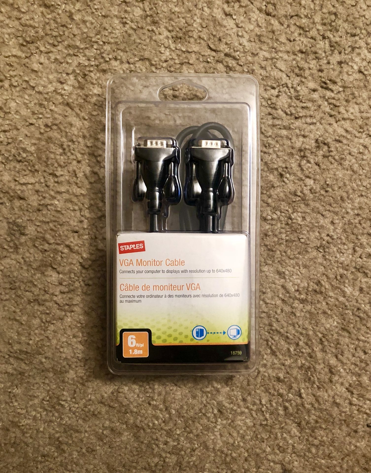 Staples Vga Monitor Cable 6 Feet (Mpn 18759)