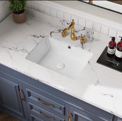 Undermount Bathroom Sink Small Rectangle White Ceramic Bathroom Sink with Overflow (18.3"x13.8") KARAMAG-8018  BRAND NEW / NEVER USED