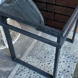 Neo Modern Black Metal Glass Top Bedside Table