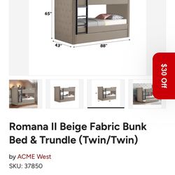 Tufted Bunk Bed W/ Trundle