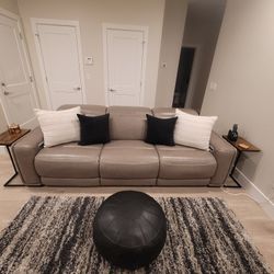 Make A Reasonable Offer/Leather Dual Reclining Sofa  w/ Decorative Stitching