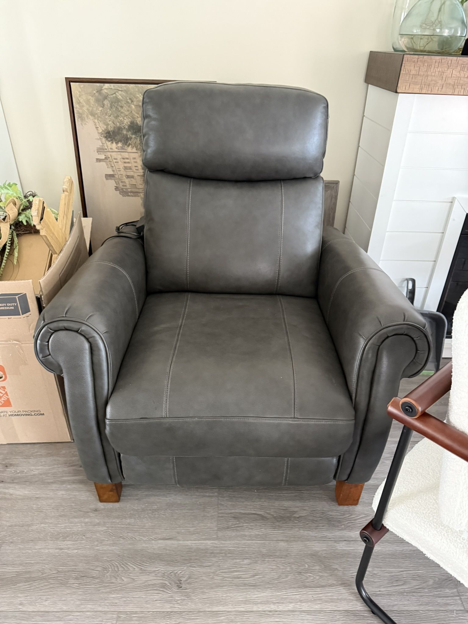 Gray Leather Recliner