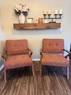 INK+IVY Mid Century Orange Tufted Arm Chairs
