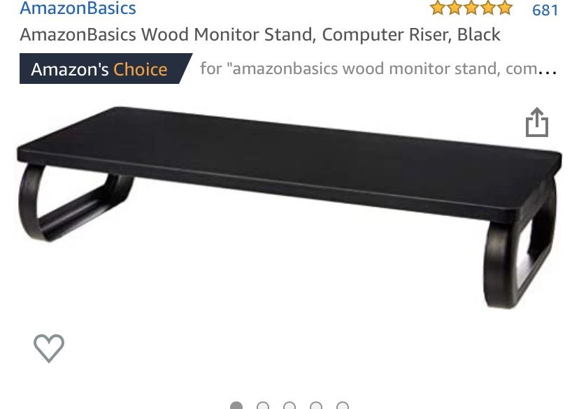 AmazonBasics Wood Monitor Stand, Computer Riser, Black