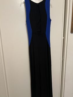 Vestido Largo, Azul Con Negro, Size: M