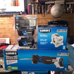 Hart Power Tool Bundle (reciprocating Saw, Batteries, Dual Charger) $150 Or $190 Separate 