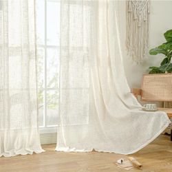 Lamit 84 X 52 Inch Ivory Sheer Curtains 2 Panels NEW *Read Description