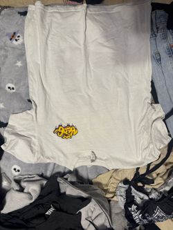 white tshirt with graffiti bear design