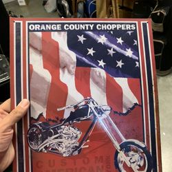 Orange County Choppers Metal Biker Motorcycle Collectible Sign, 15"x12".