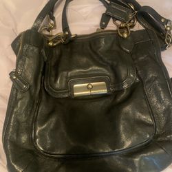 Vintage Black Large Leather Coach Purse