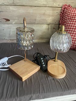 Candle Warmer Lamps with Wood Base – Set of 2