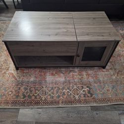  Lift Top Coffee Table with Storage, Double Doors 