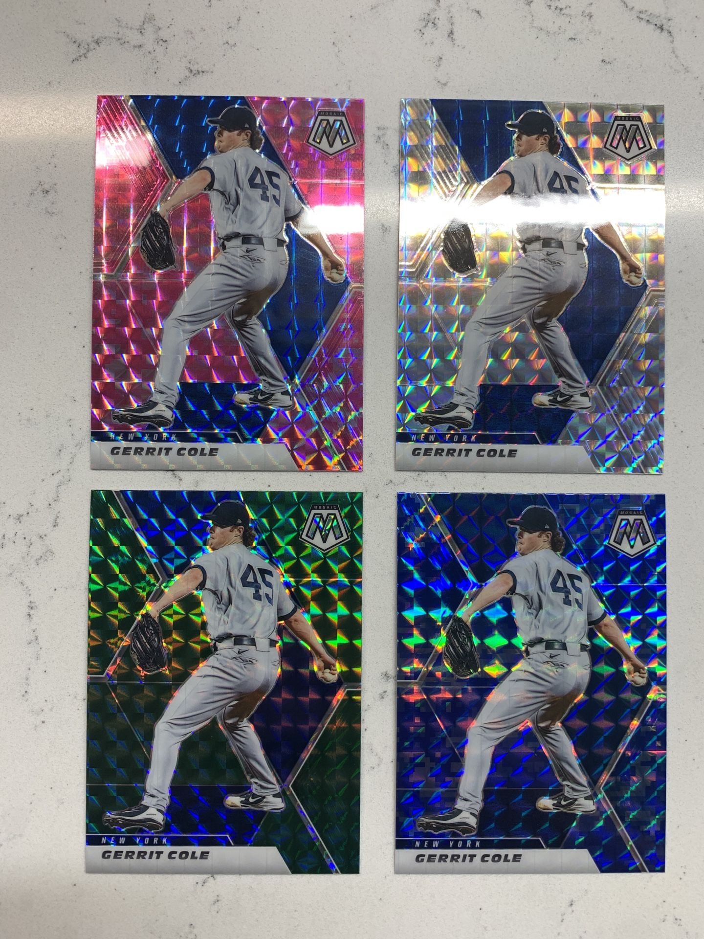 Gerrit Cole Panini Prizm Parallel Lot (4) Pink, Silver, Blue, Green New York Yankees