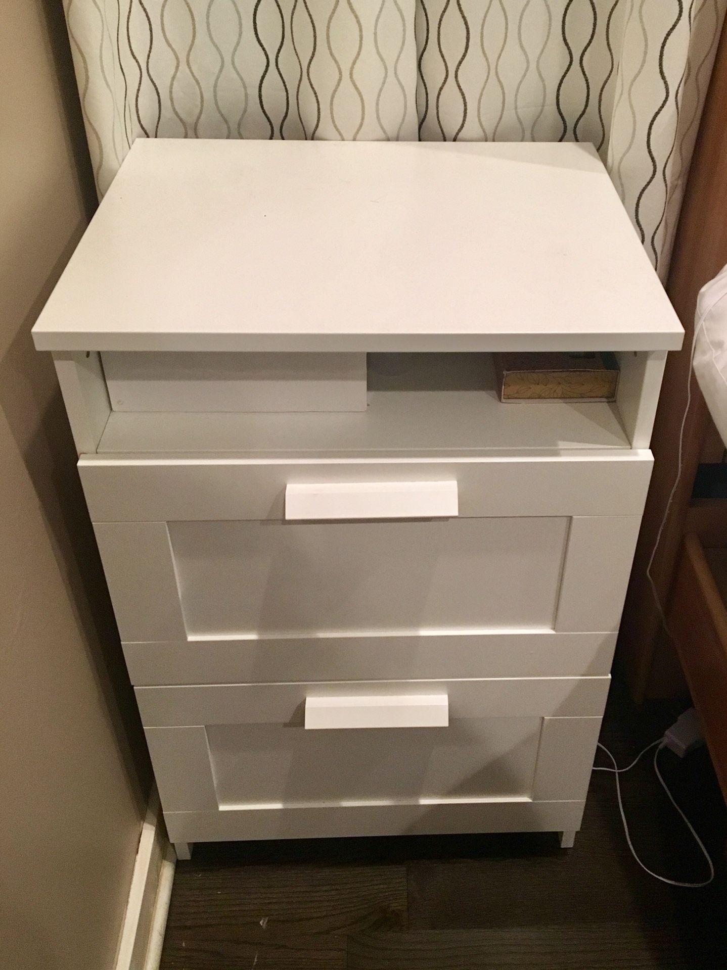 IKEA Brimnes white two drawer nightstand/side table