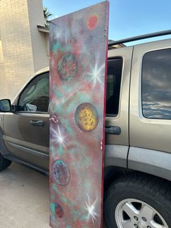 Space Galaxy Spray Paint Art on Door