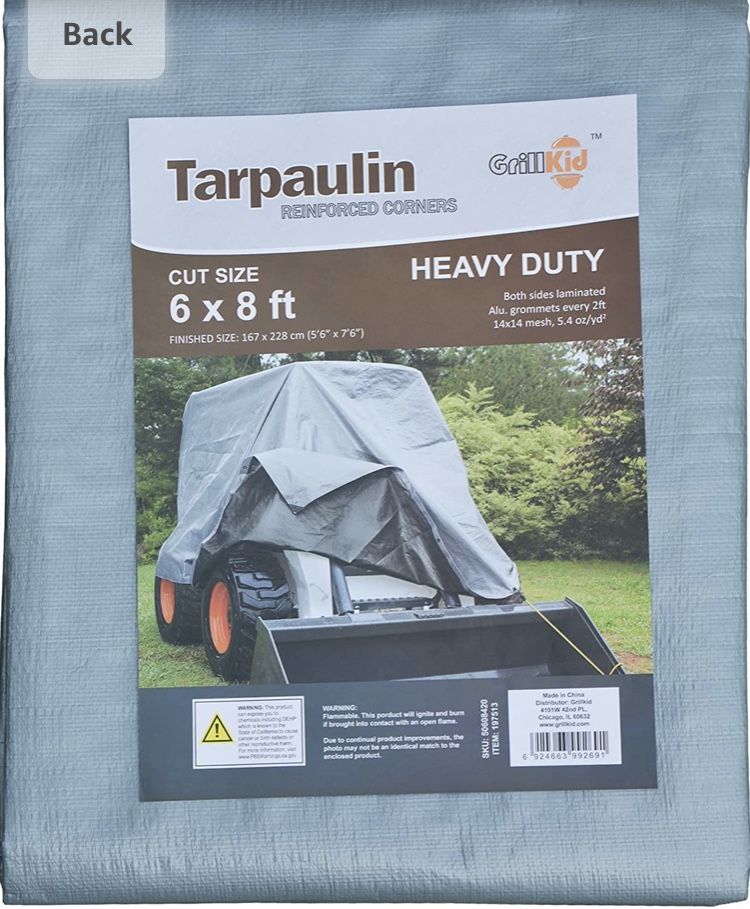 Grillkid 6'X8' 10 Mil Thick Waterproof Poly Tarp
