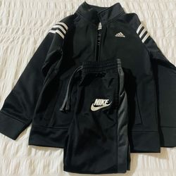Boys Nike & Adidas Black & White Track set 