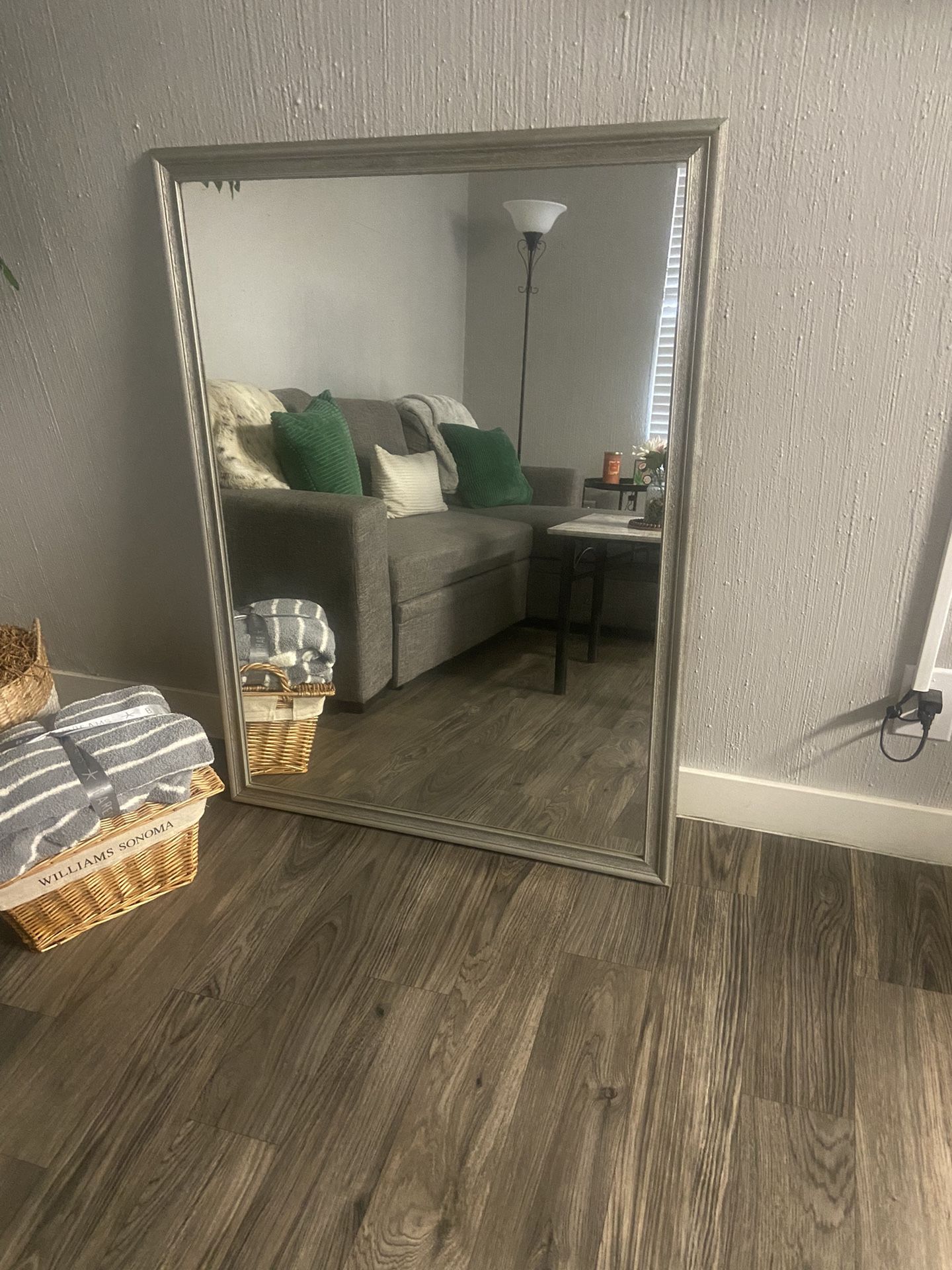 Large Silver Mirror Wood Frame