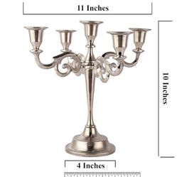 5 Stand Silver Candle Holder 