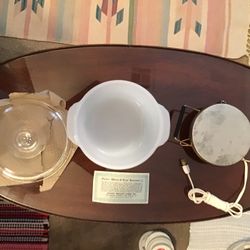 New Never Used Vintage Fire King 1.5 Qt. Casserole Dish, With Warmer 