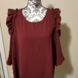  USA Wine Cold Shoulder Blouse Size 3XL 