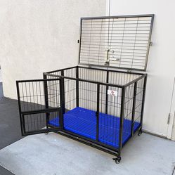 (New in box) $170 Folding Dog Cage 43x30x34” Heavy Duty Single Door Kennel w/ Plastic Tray 