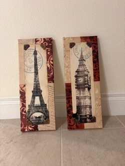 Paris & London Vintage Canvas Wall Art Set