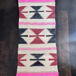 Vintage Small Hand Woven Wool Navajo Gallup Rug