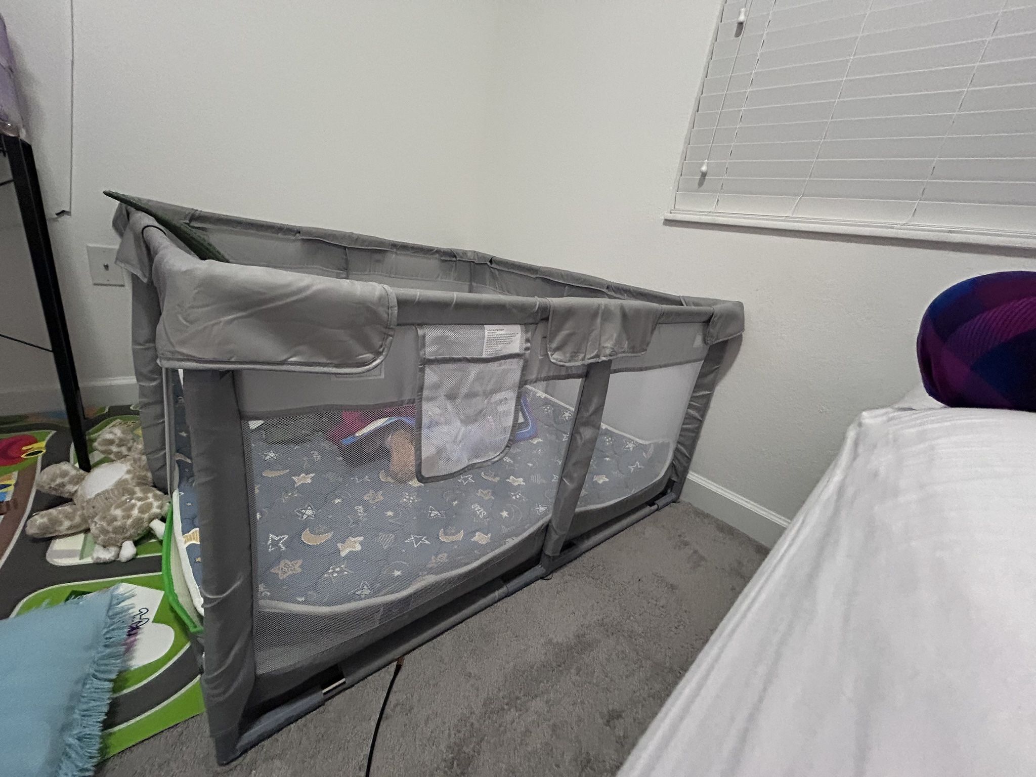 Large Baby Play Yard with 2 Mats – One Waterproof & Padded