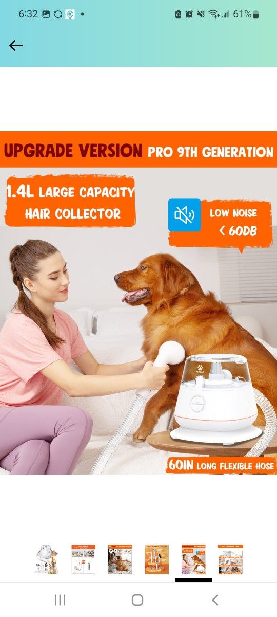 Dog Grooming Kit & Vacuum, Upgraded 5 in 1 Pet Grooming Tool with 3 Mode Powerful Suction, Rechargable Dog Clippers Trimmer, DeShedding Brush Hair Rem